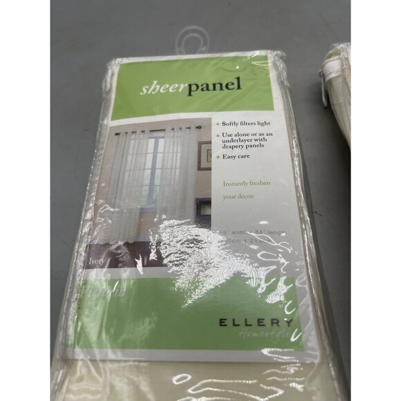 Ellery sheer panel victoria ivory set of 2 ring 59" width 84" length READ NEW - Picture 3 of 6